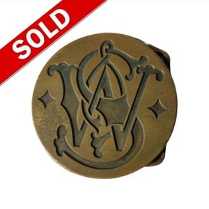 Solid Brass Smith & Wesson Belt Buckle Logo 1979